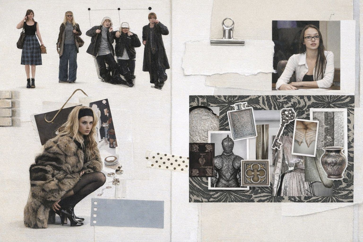 Kollage med olika modebilder och estetiska detaljer som visar mikrotrender.